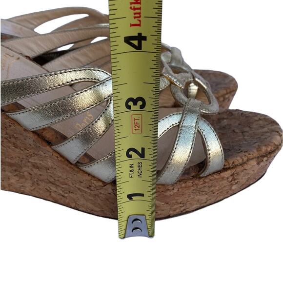 Louboutin 36 Gold Metallic Cork Wedge Mule Sandals - Picture 12 of 13
